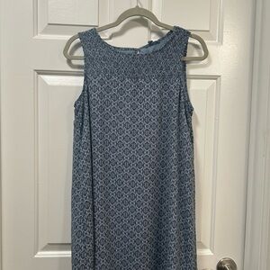 Blue Patterned Sleeveless Dress